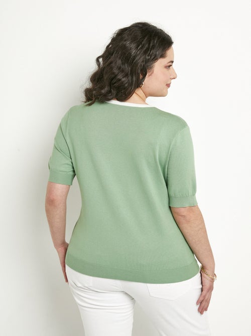 Pull doux manches courtes col rond - Afibel - Kiabi