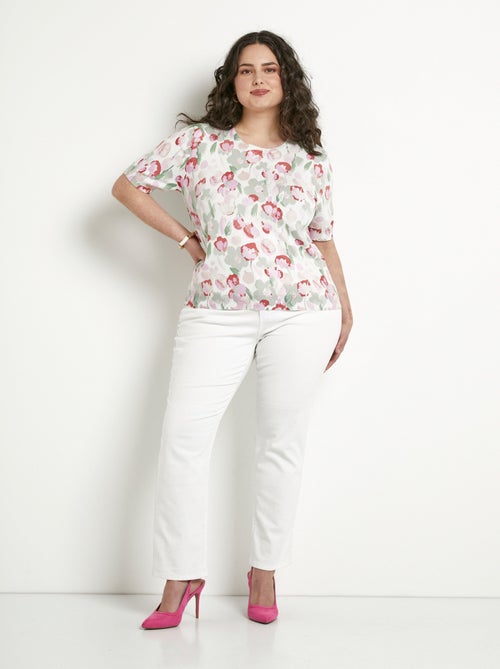 Pull doux manches courtes col rond - Afibel - Kiabi