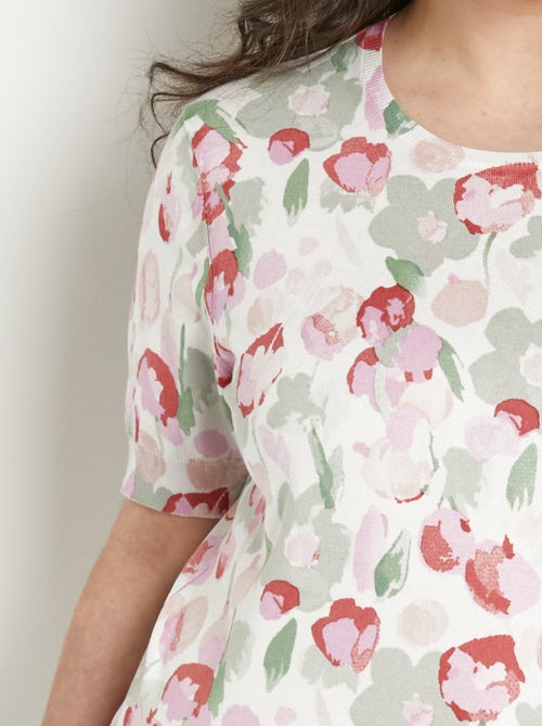 Pull doux manches courtes col rond - Afibel - Kiabi