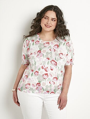 Pull doux manches courtes col rond