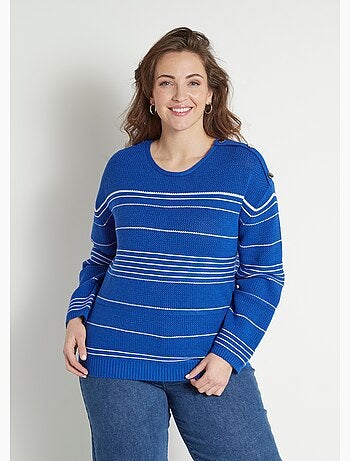 Pull doux rayé col rond esprit marinière - Afibel