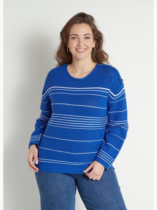 Pull doux rayé col rond esprit marinière - Afibel - Kiabi