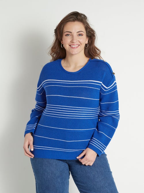 Pull doux rayé col rond esprit marinière - Afibel - Kiabi