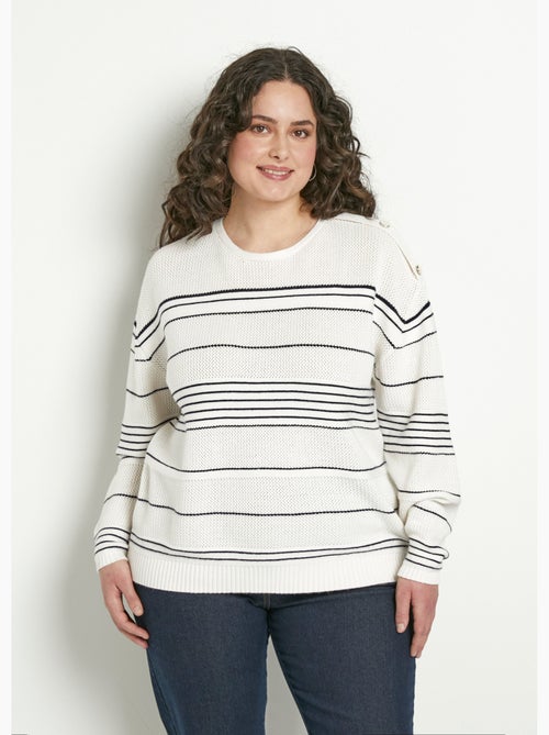Pull doux rayé col rond esprit marinière - Afibel - Kiabi
