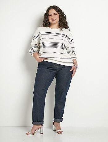 Pull doux rayé col rond esprit marinière