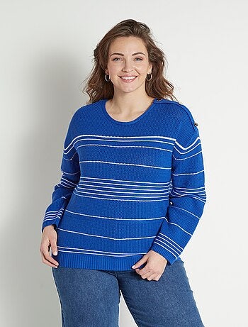 Pull doux rayé col rond esprit marinière