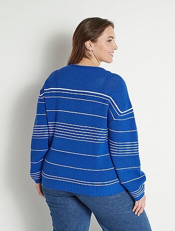 Pull doux rayé col rond esprit marinière