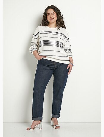 Pull doux rayé col rond esprit marinière