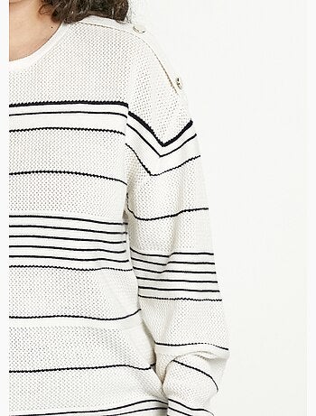 Pull doux rayé col rond esprit marinière