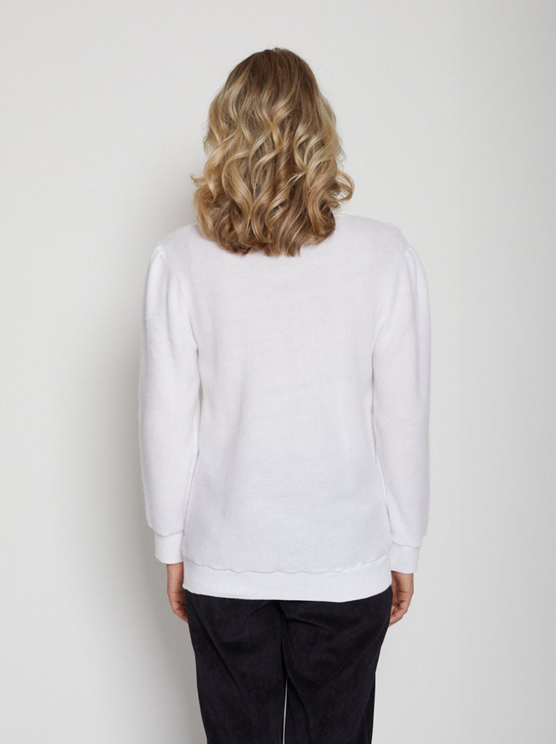 Pull doux scintillant col rond - Afibel Blanc - Kiabi