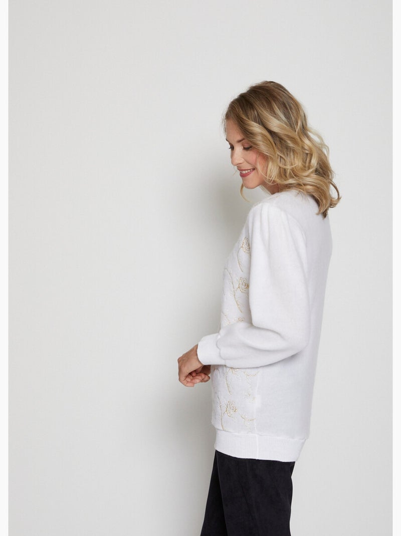Pull doux scintillant col rond - Afibel Blanc - Kiabi