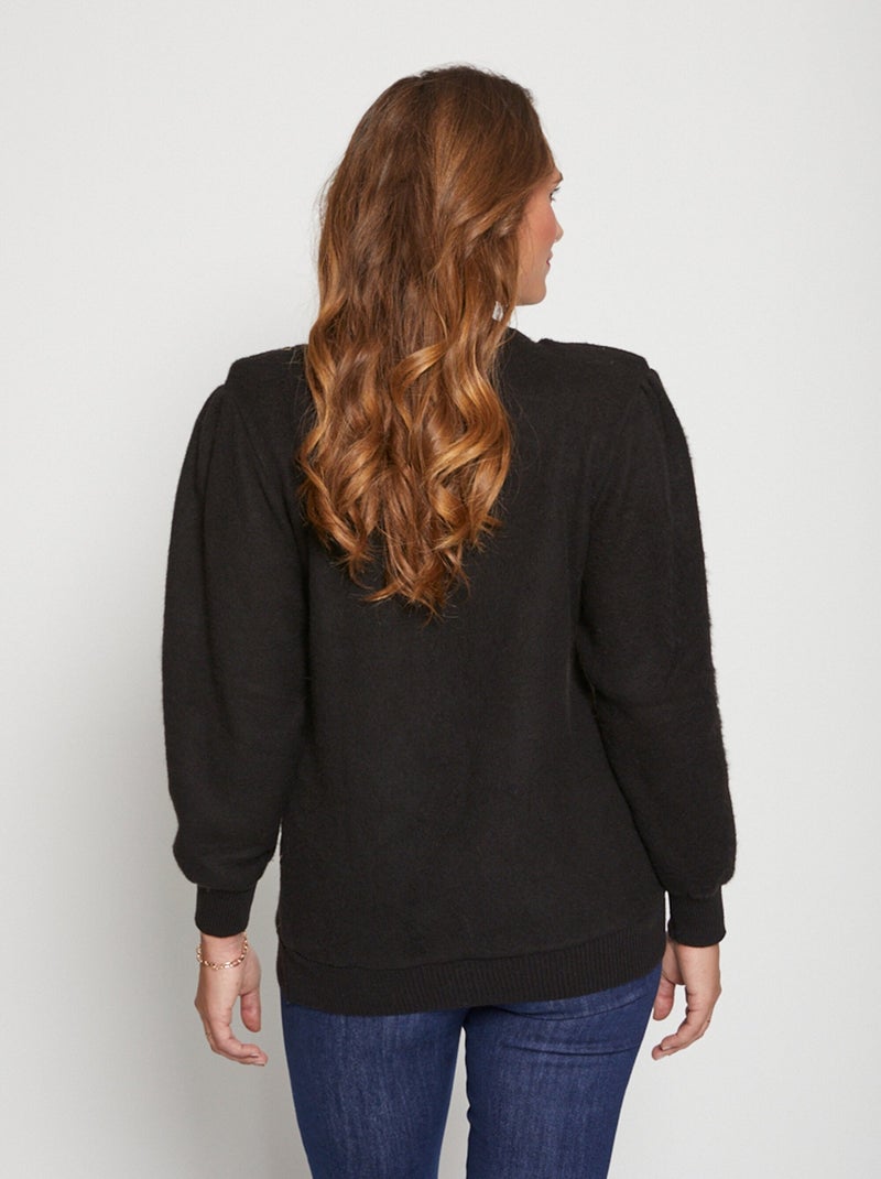 Pull doux scintillant col rond - Afibel Noir - Kiabi