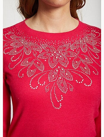 Pull doux strass col montant - Afibel