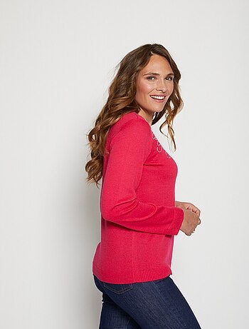 Pull doux strass col montant