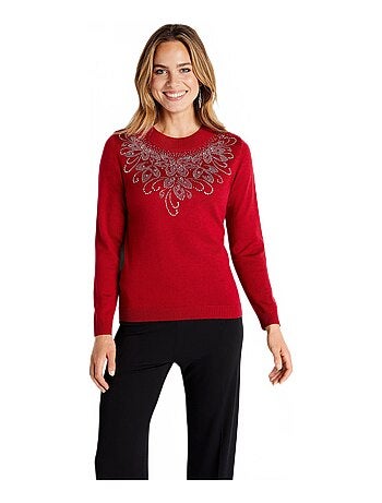 Pull doux strass col montant