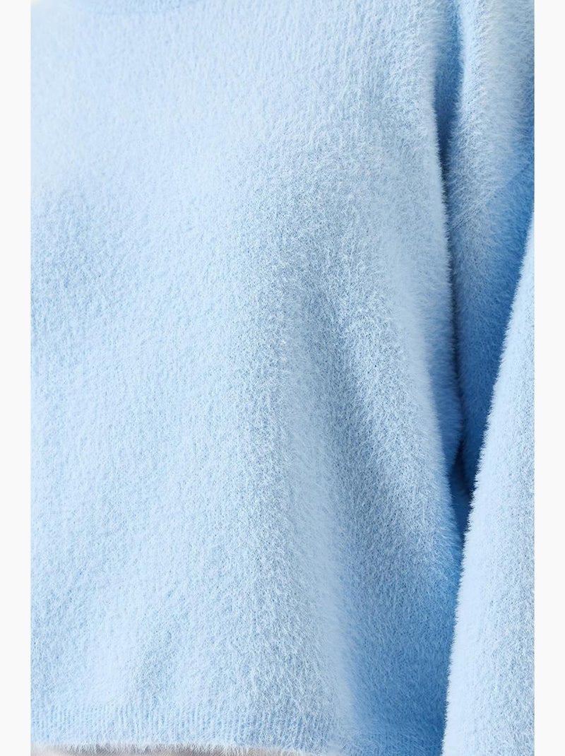Pull doux surdimensionné à manches larges et duveteux lucci Bleu ciel - Kiabi