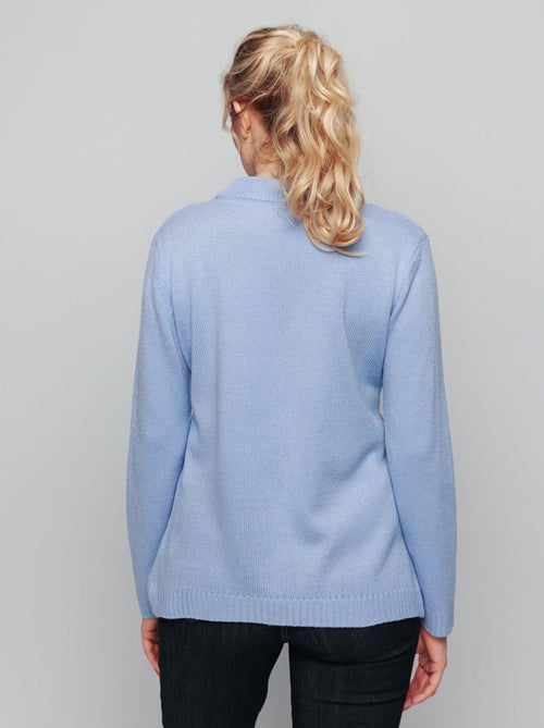 Pull doux torsades côtes strass col montant - Afibel - Kiabi