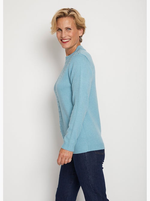 Pull doux torsades côtes strass col montant - Afibel - Kiabi