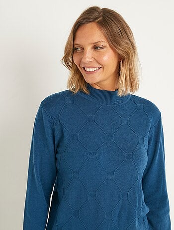 Pull doux uni col montant modal mélangé - Afibel