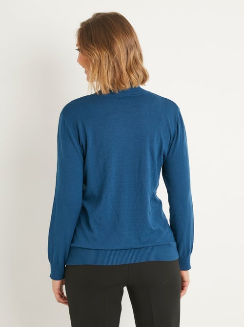 Pull doux uni col montant modal mélangé - Afibel - Kiabi