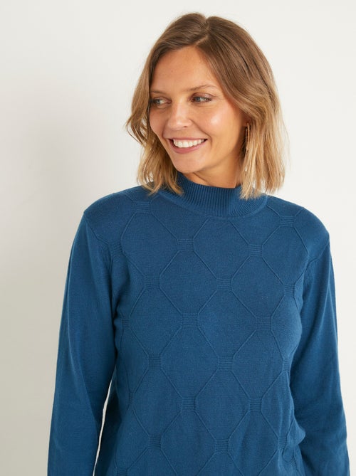 Pull doux uni col montant modal mélangé - Afibel - Kiabi