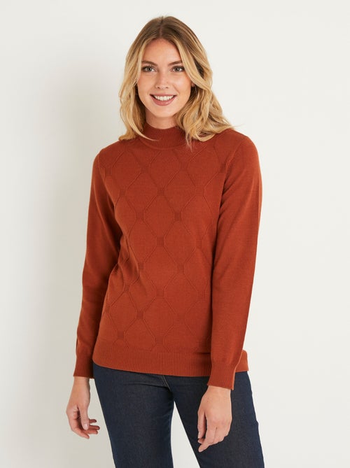 Pull doux uni col montant modal mélangé - Afibel - Kiabi