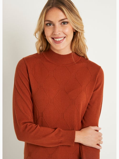 Pull doux uni col montant modal mélangé - Afibel - Kiabi