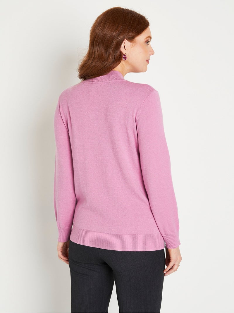 Pull doux uni col montant modal mélangé - Afibel Rose - Kiabi
