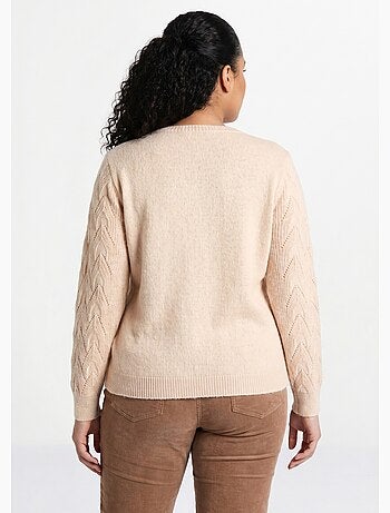 Pull doux uni col rond maille fantaisie - afibel