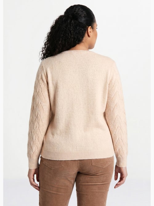 Pull doux uni col rond maille fantaisie - Afibel - Kiabi