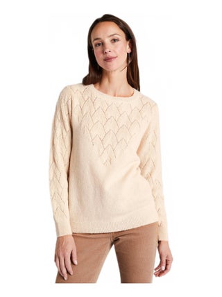 Pull doux uni col rond maille fantaisie