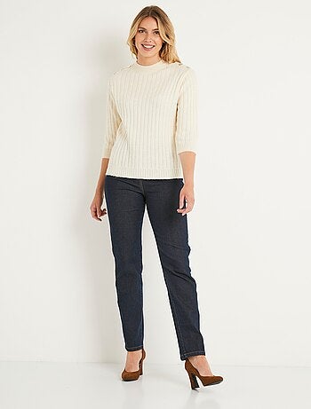 Pull droit maille côtelée col montant - Afibel