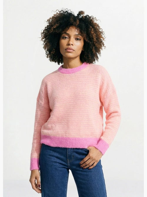 Pull duveteux rayé pastel forme loose - AFIBEL - Kiabi