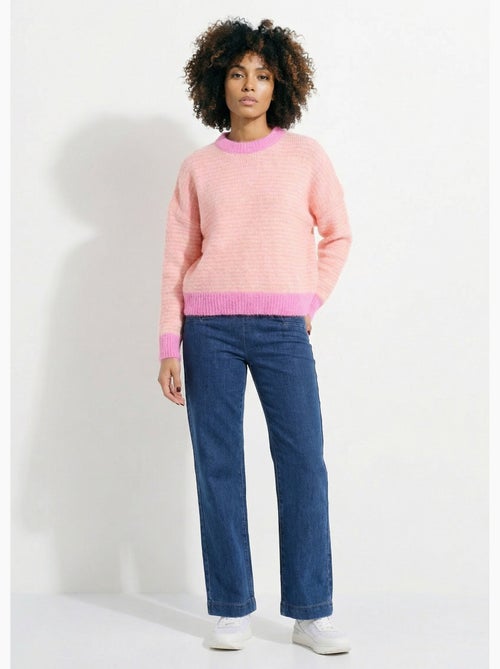 Pull duveteux rayé pastel forme loose - AFIBEL - Kiabi