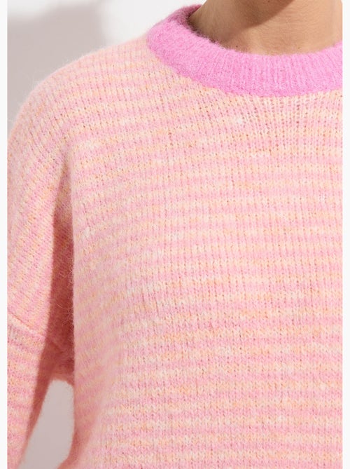 Pull duveteux rayé pastel forme loose - AFIBEL - Kiabi