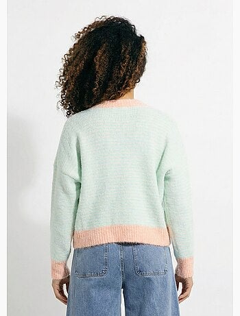 Pull duveteux rayé pastel forme loose - AFIBEL