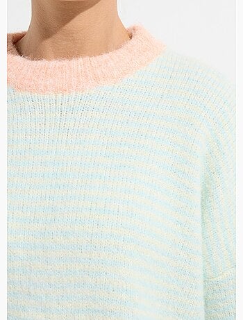 Pull duveteux rayé pastel forme loose - AFIBEL