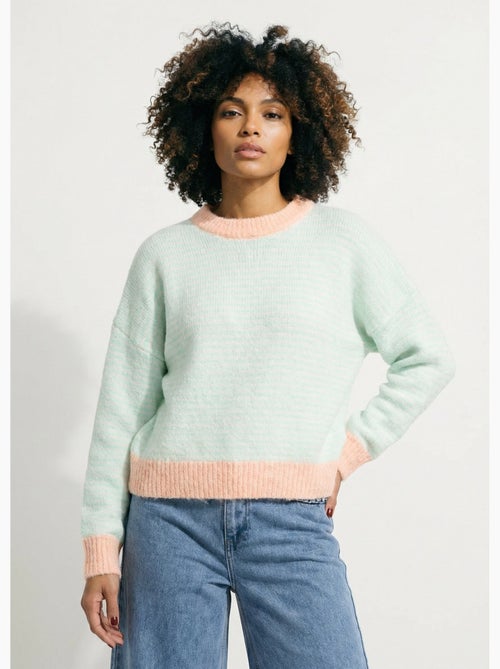 Pull duveteux rayé pastel forme loose - AFIBEL - Kiabi