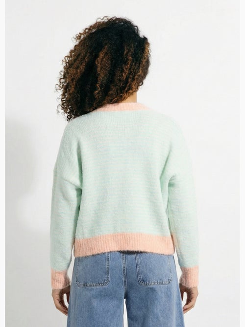 Pull duveteux rayé pastel forme loose - AFIBEL - Kiabi