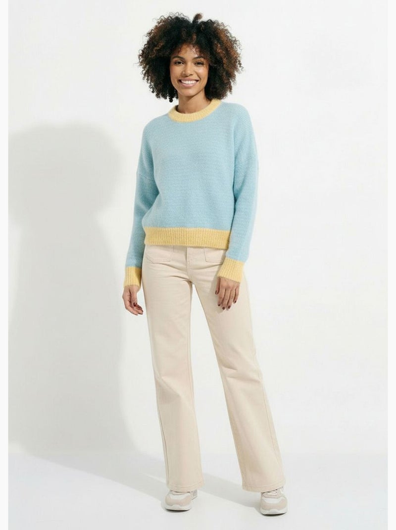 Pull duveteux rayé pastel forme loose - AFIBEL Vert - Kiabi