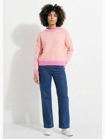 Pull duveteux rayé pastel forme loose