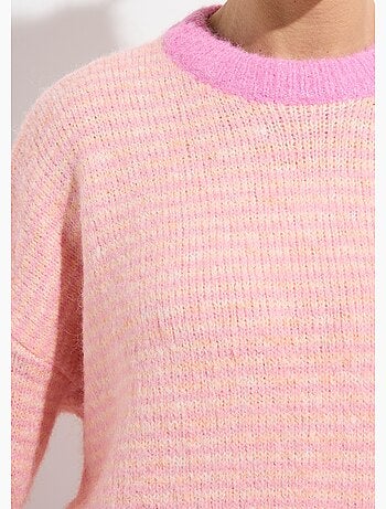 Pull duveteux rayé pastel forme loose