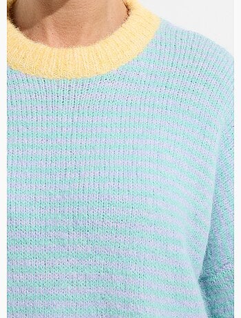Pull duveteux rayé pastel forme loose