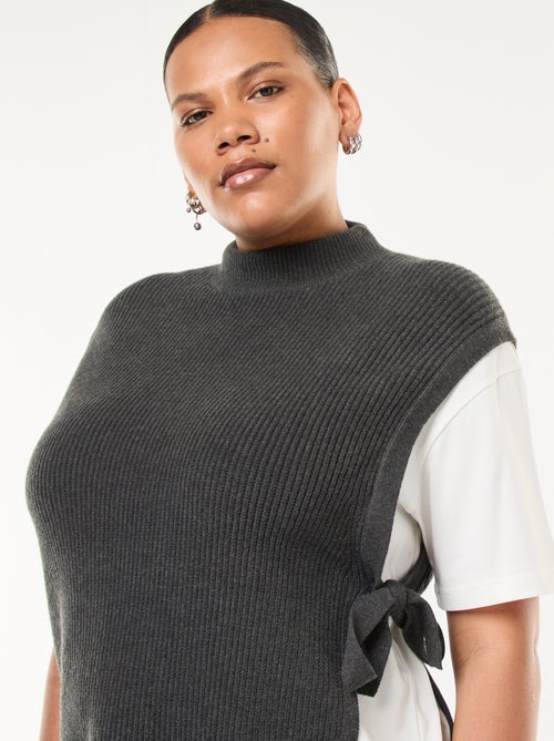 Pull effet 2-en-1 avec liens à nouer - Kiabi