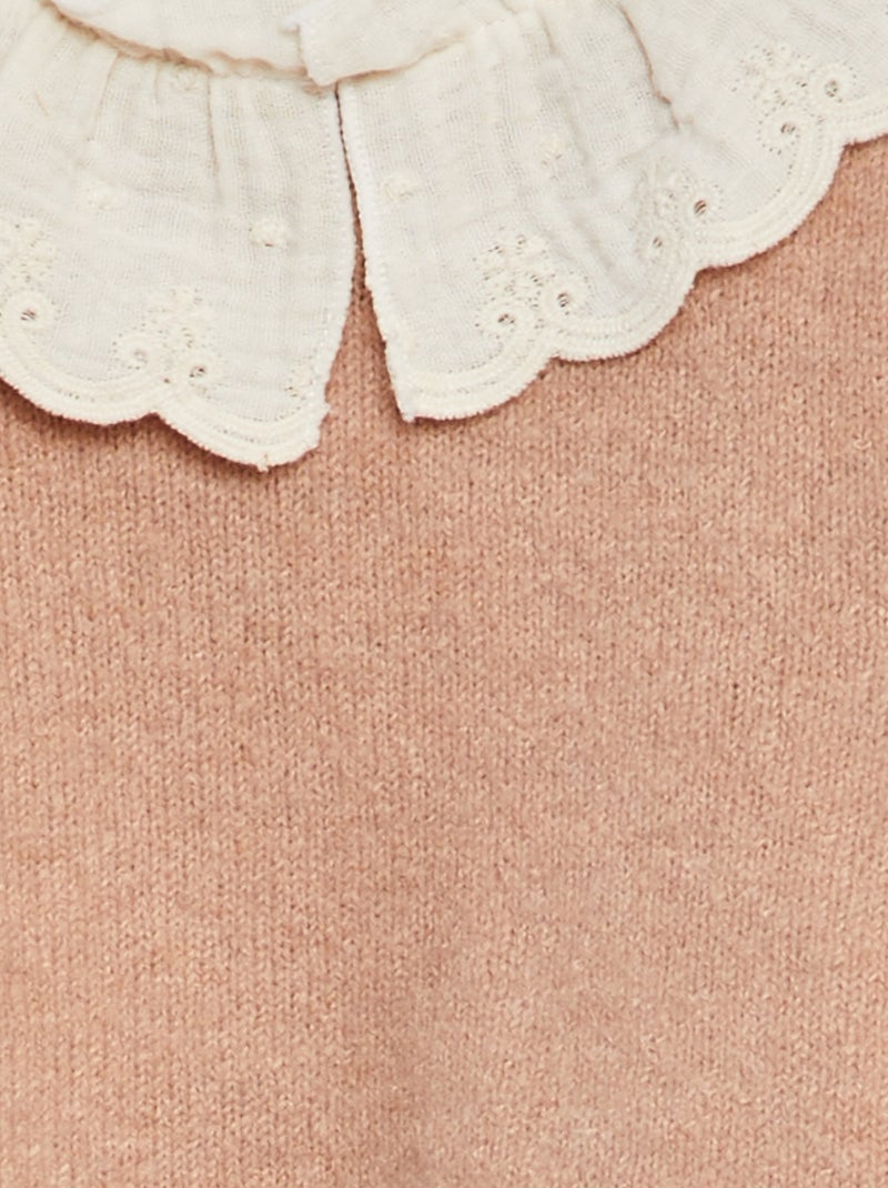 Pull effet 2 en 1 avec manches en gaze de coton Rose - Kiabi