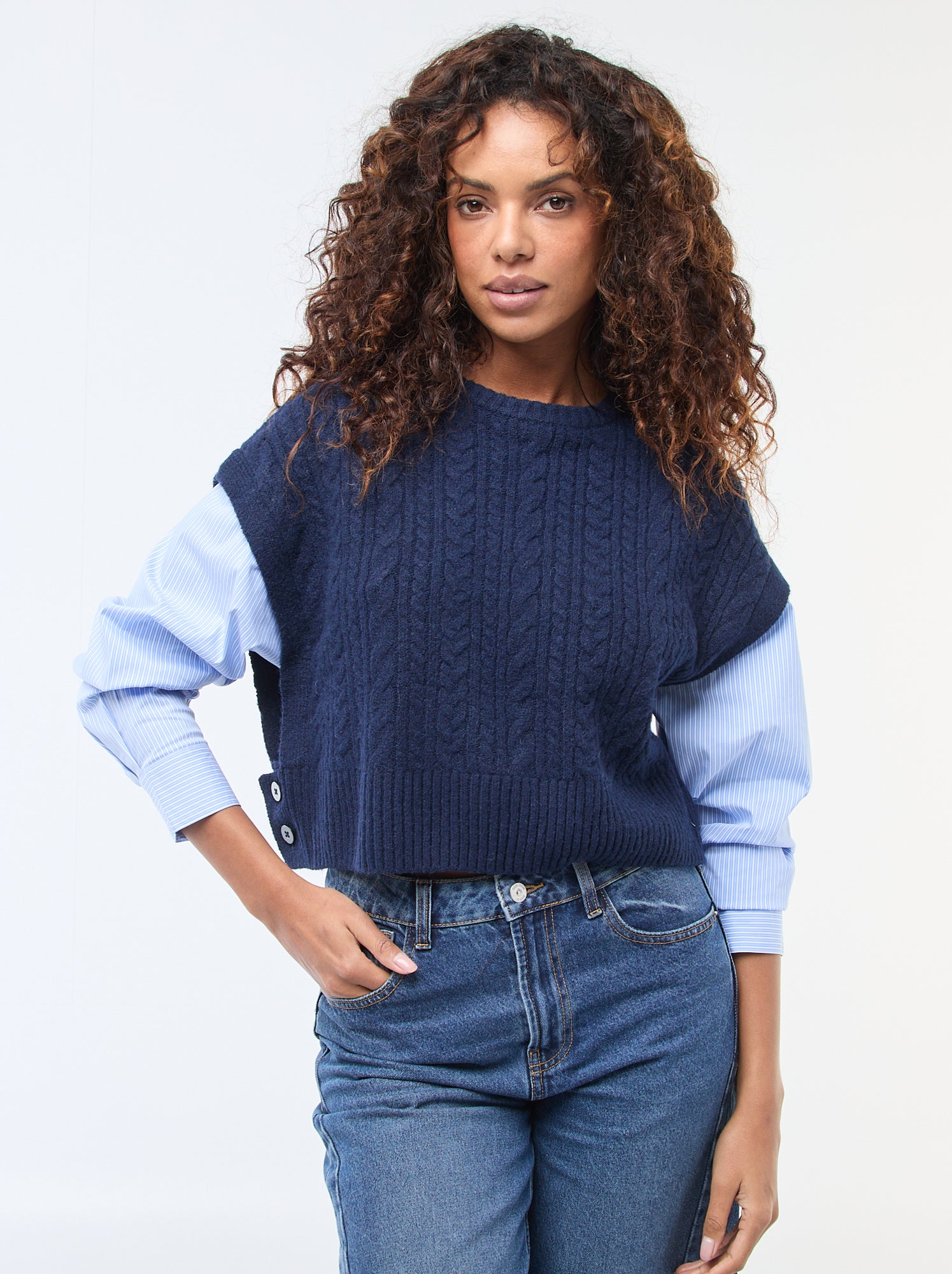 Pull effet 2-en-1 pull + chemise