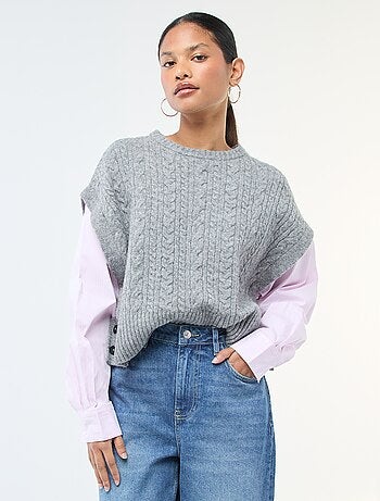 Pull effet 2-en-1 pull + chemise