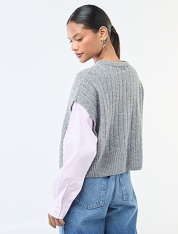 Pull effet 2-en-1 pull + chemise
