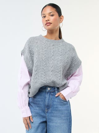 Pull effet 2-en-1 pull + chemise