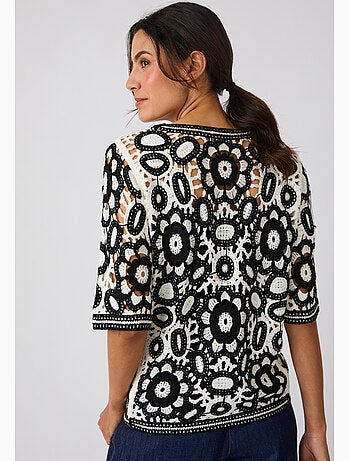 Pull effet crochet bicolore - Damart